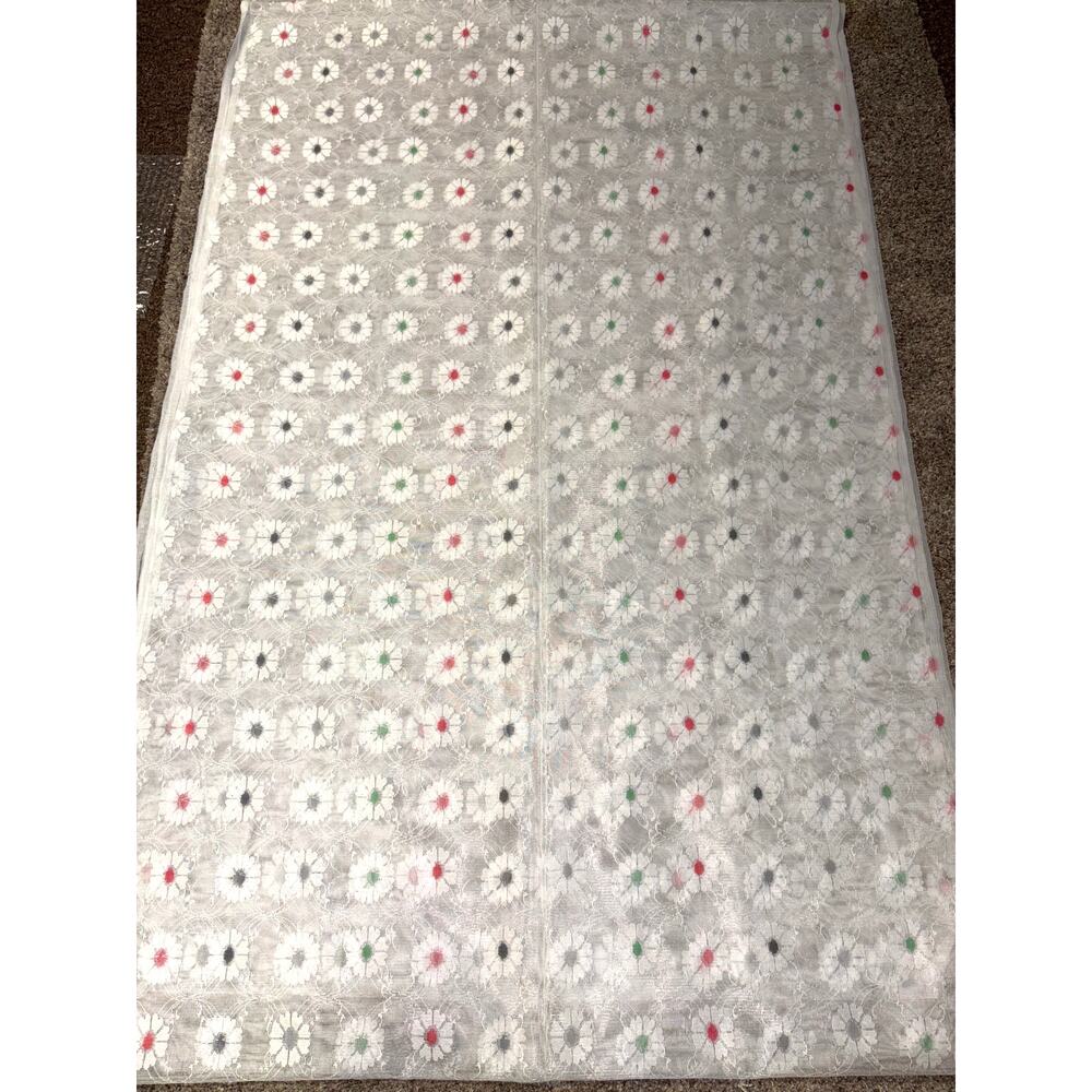 Sheer Gauze Lace Fabric White with Floral Design DIY Handmade Sewing/Crafting - Picture 5 of 6